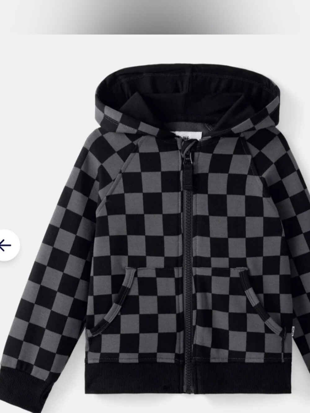 Little Sleepies Monochrome Checks Zip Hoodie